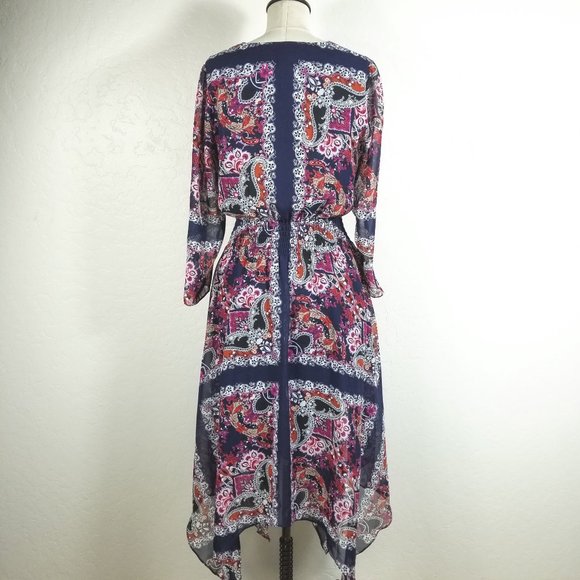 Vince Camuto Paisley Handkerchief-Hem Midi dress - Picture 4 of 6